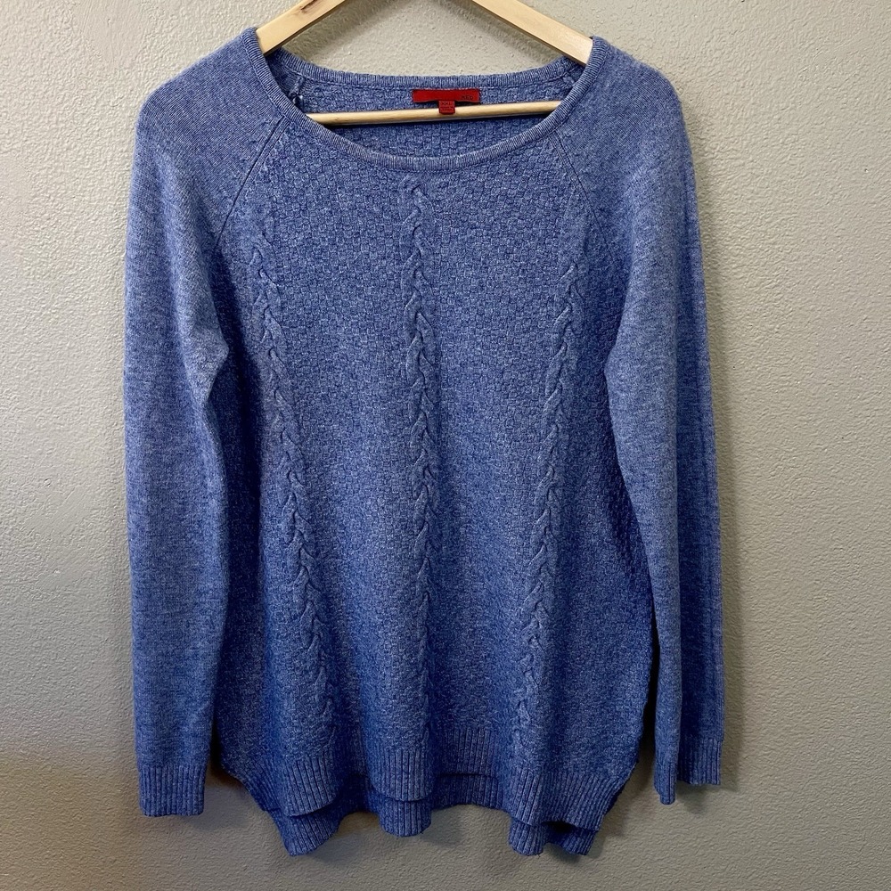 RED Cable Knit Sweater Blue Cozy Costal Grandma Women's Size XXL ( L / XL ?)